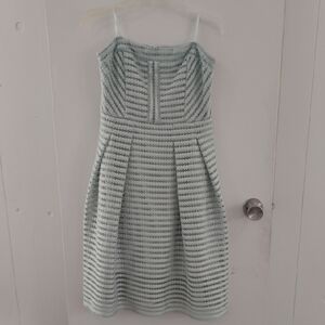 New York & Company Light Green Striped Midi Dress